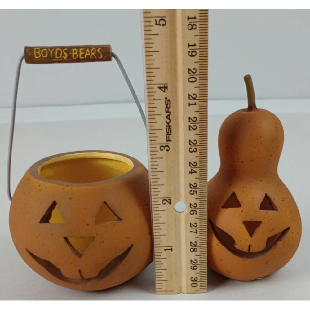 VTG Rare Boyds Bears Ceramic Jack O Lantern Pumpkin Halloween Pail Gourd Squash